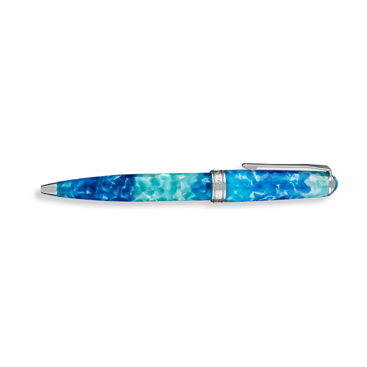 True Writer Classic Blue Grotto Pen — Resin, Chrome, Personalized