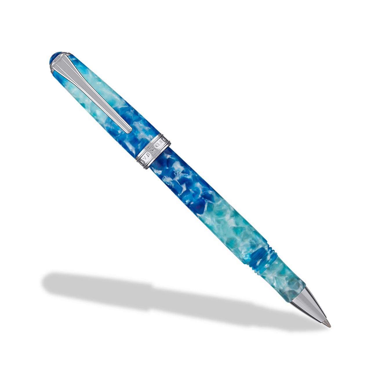 True Writer Classic Blue Grotto Pen — Resin, Chrome, Personalized