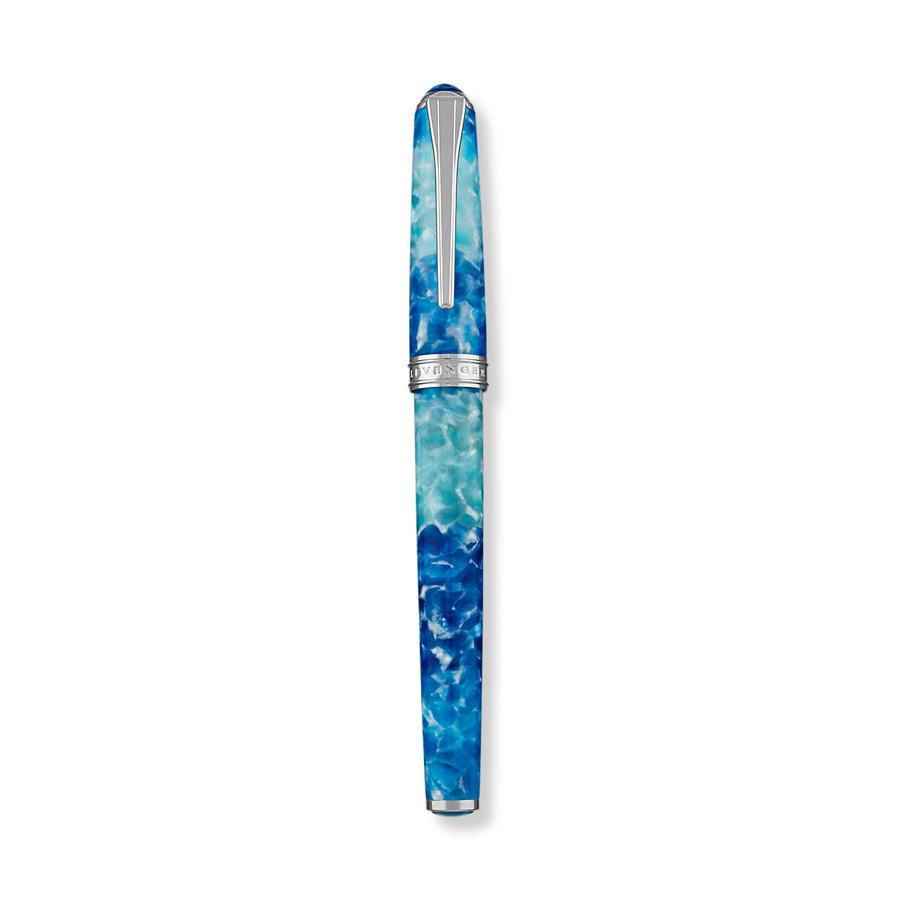True Writer Classic Blue Grotto Pen — Resin, Chrome, Personalized