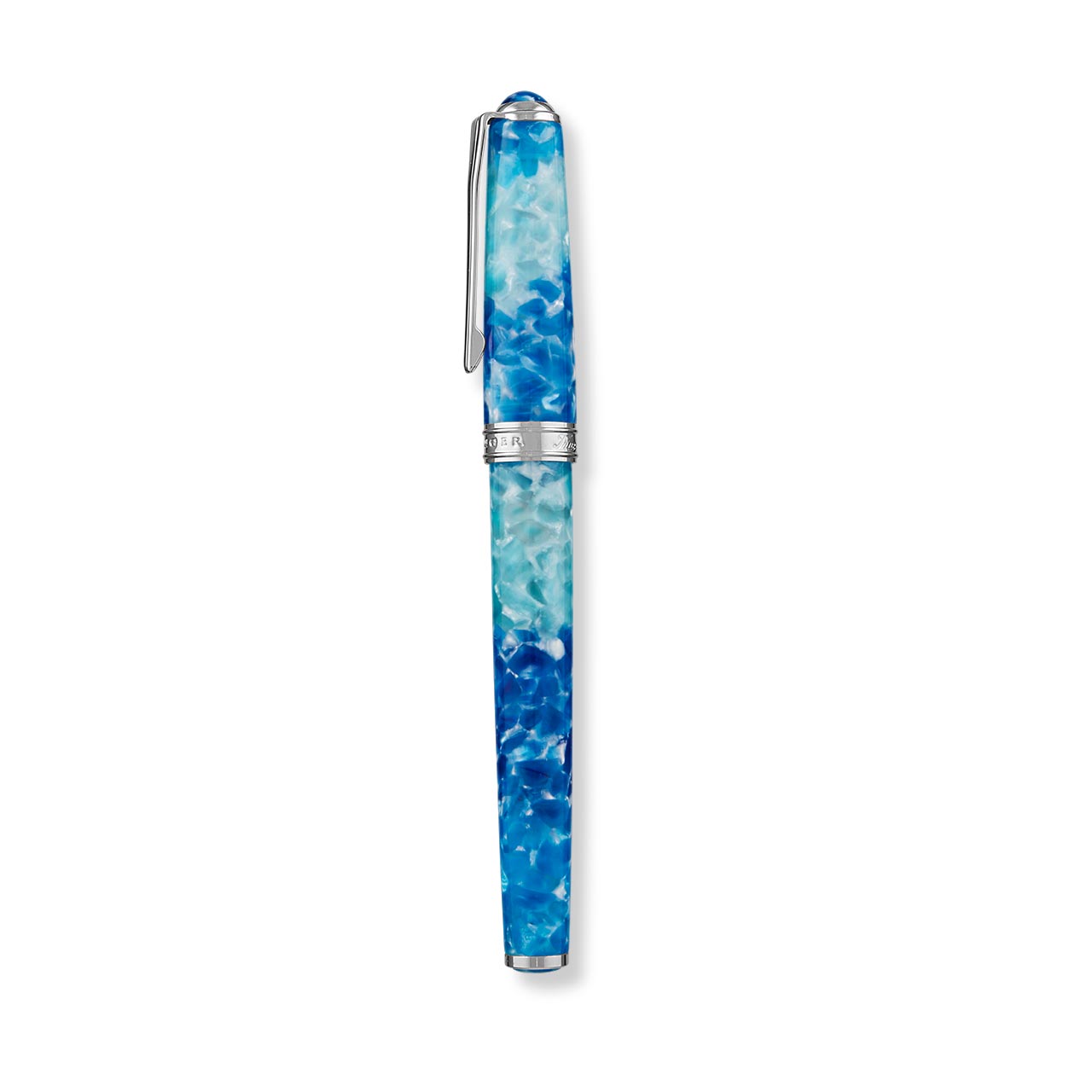 True Writer Classic Blue Grotto Pen — Resin, Chrome, Personalized