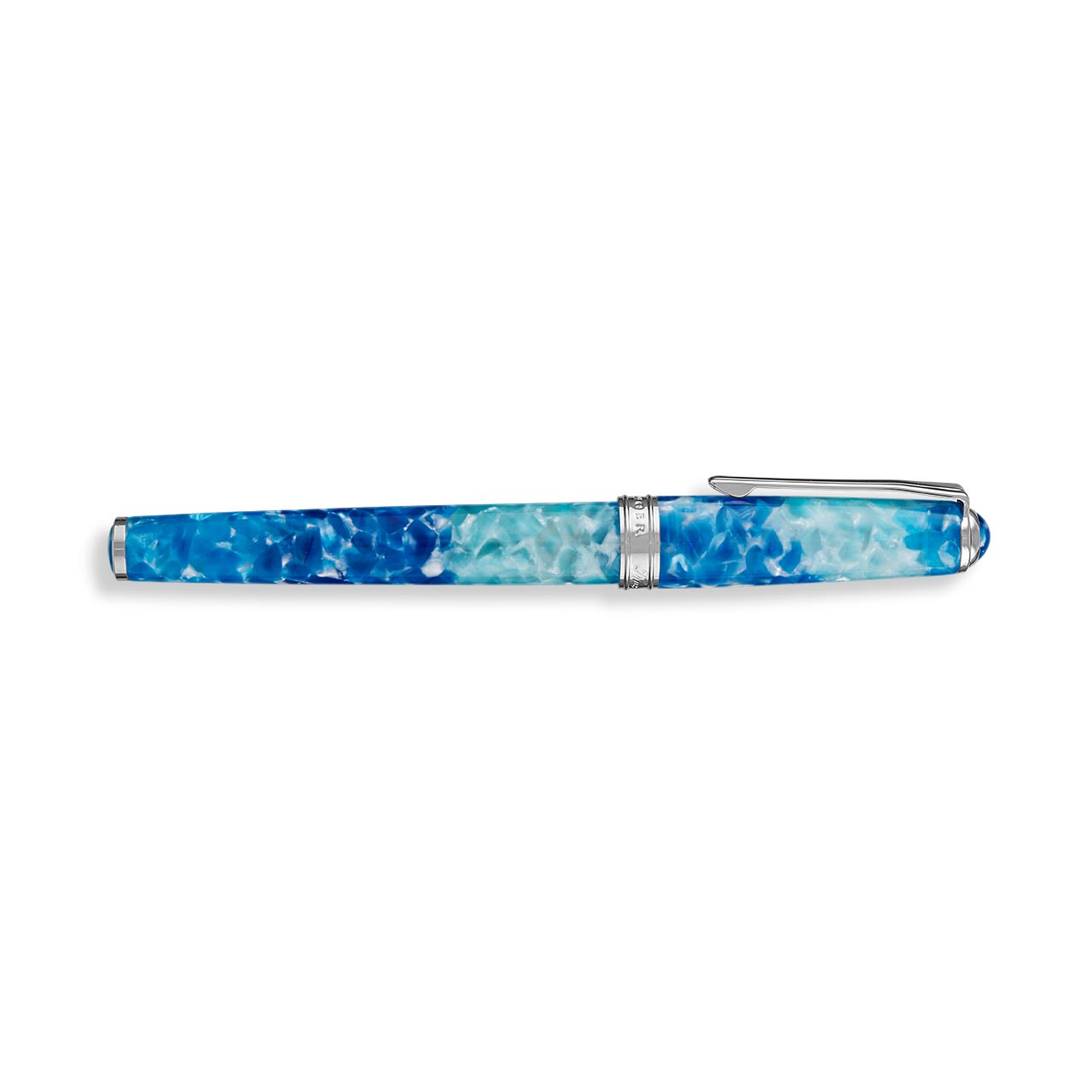True Writer Classic Blue Grotto Pen — Resin, Chrome, Personalized