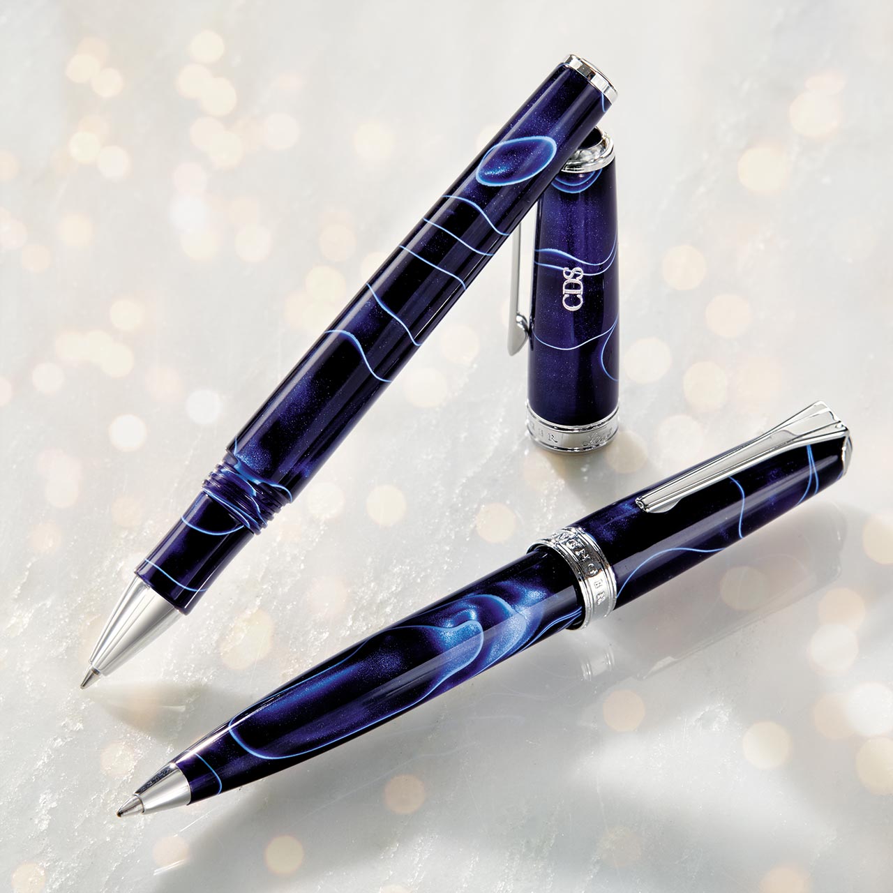 True Writer Classic Midnight Spark Pen — Electric Blue Resin