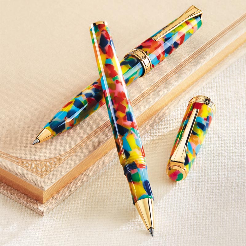 True Writer Classic Chromatic Pen — Marbleized Resin, 24k Gold Accents