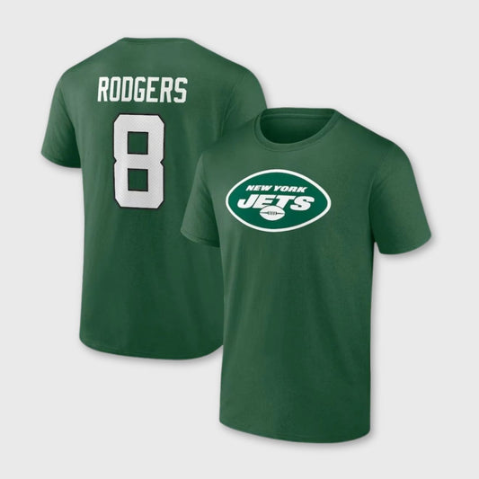 Aaron Rodgers New York Jets Icon Name & Number T-Shirt