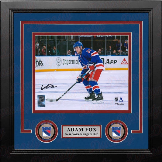 Adam Fox Signed Rangers 8x10 Framed Action Hockey Photo