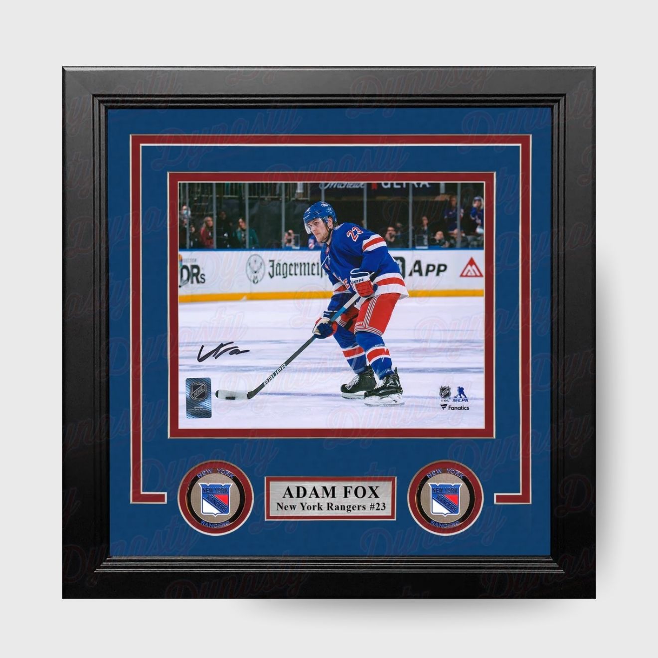 Adam Fox Signed Rangers 8x10 Framed Action Hockey Photo