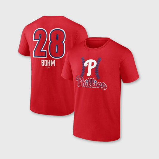 Alec Bohm Phillies Fastball Name & Number T-Shirt – Red