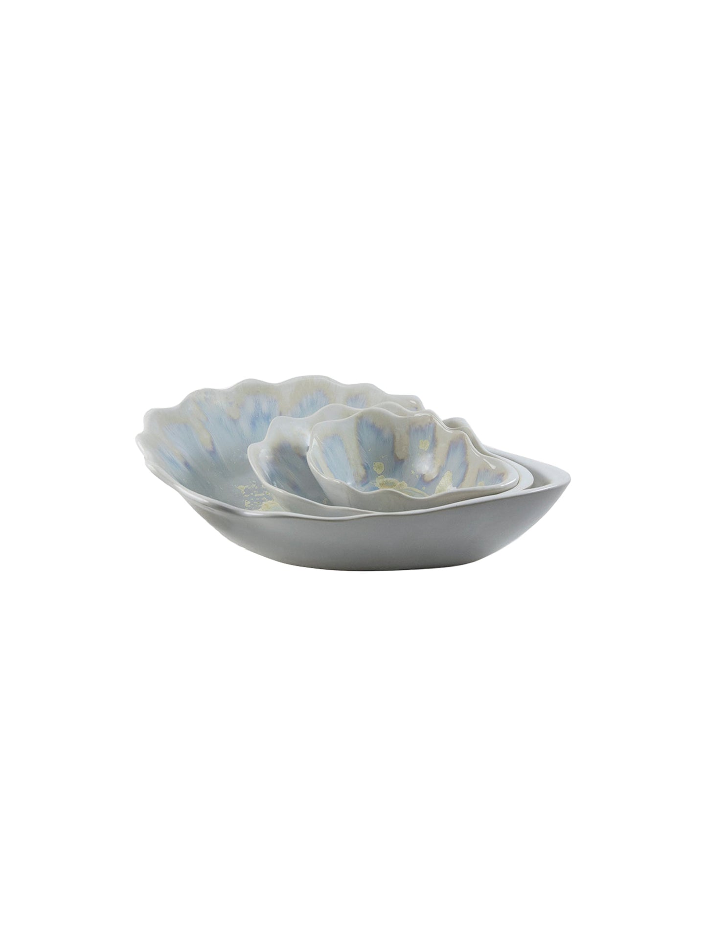 Handmade Pearl Nesting Bowls with Abalone Sea Hues