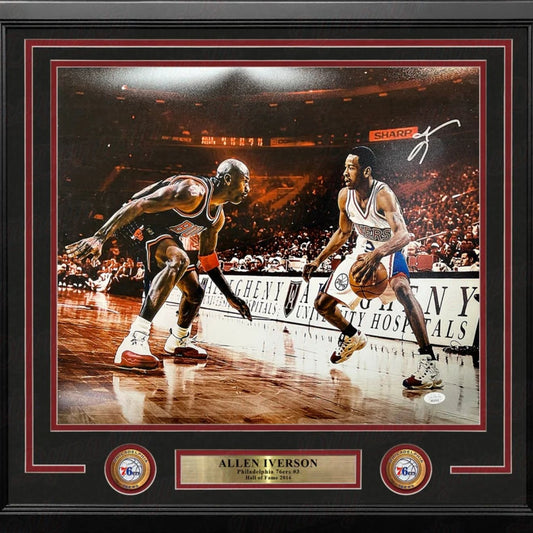 Allen Iverson v Michael Jordan Signed Framed Photo - JSA Authenticated