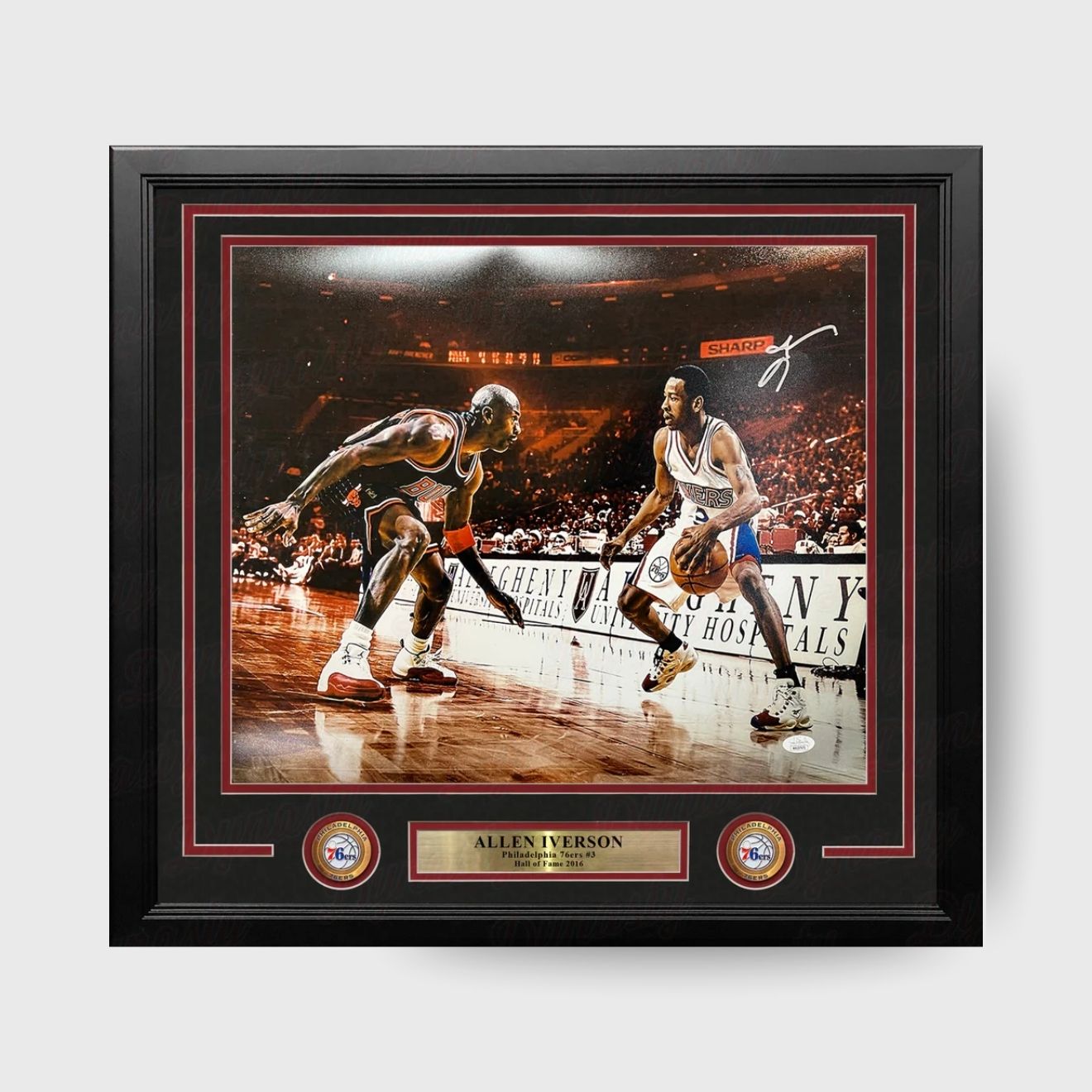 Allen Iverson v Michael Jordan Signed Framed Photo - JSA Authenticated