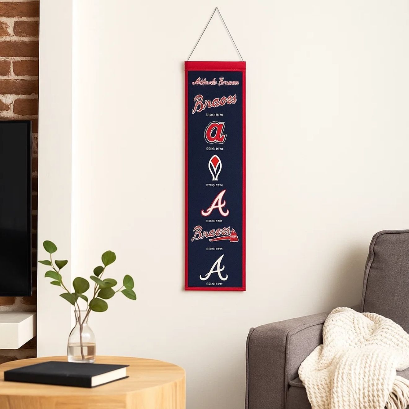 Atlanta Braves 8" x 32" Wool Banner – Vintage Embroidered Flag