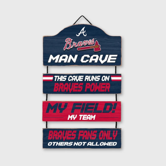 Atlanta Braves Wooden Man Cave Dangle Sign – Official Team Decor