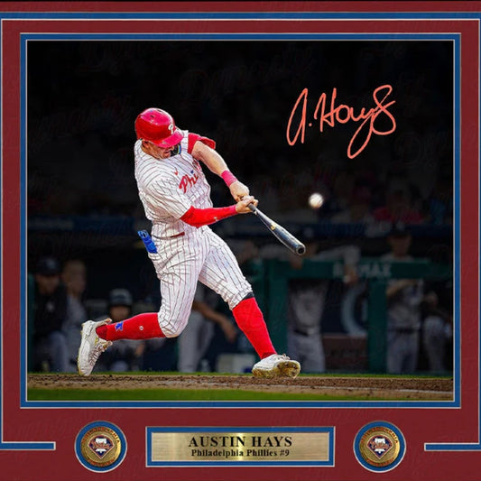 Austin Hays Autographed 11" x 14" Phillies Framed Baseball Photo