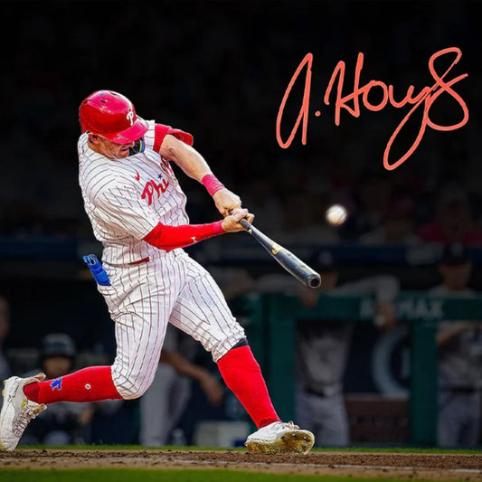 Austin Hays Blackout Swing Autographed Phillies 8x10 Photo