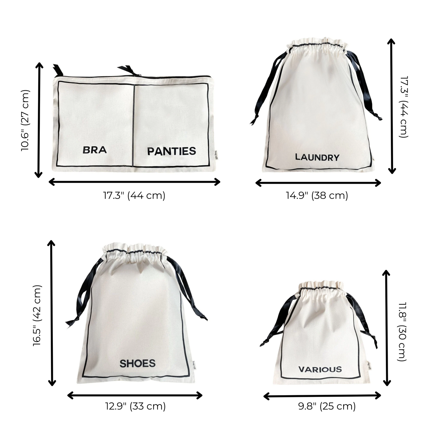 BA Travel Set — Cream 8-Pack Cotton Packing Organizer Bags