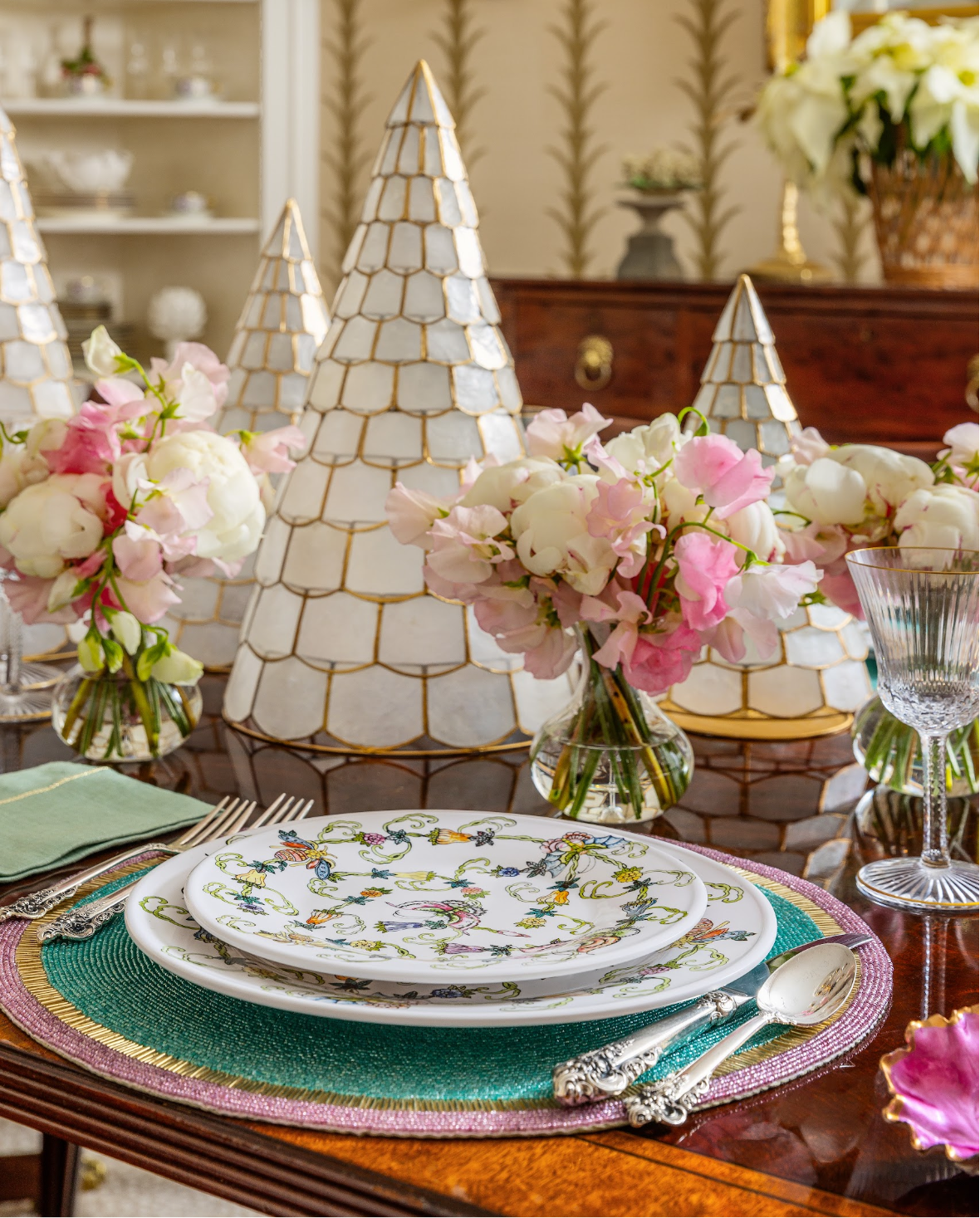 White Capiz Christmas Trees, Set of Three, Glowing Sculptural Decor