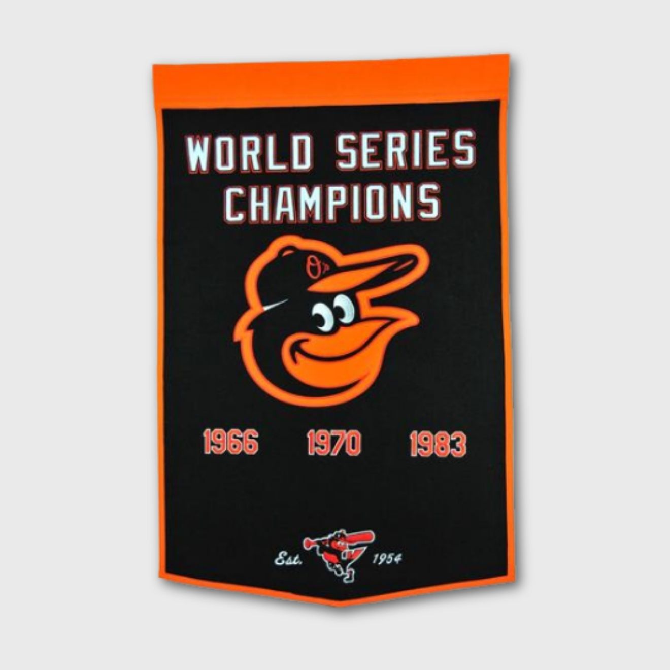 Baltimore Orioles MLB Wool Dynasty Banner – Vintage Championship Decor