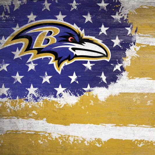Baltimore Ravens Distressed Wooden Flag Sign – Official NFL Decor