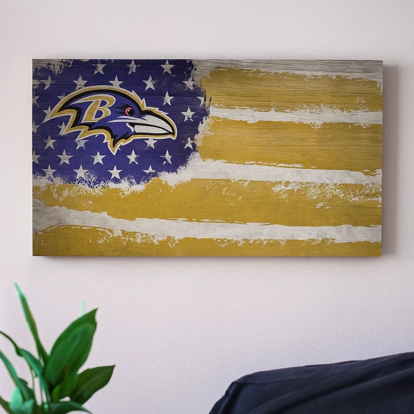 Baltimore Ravens Distressed Wooden Flag Sign – Official NFL Decor