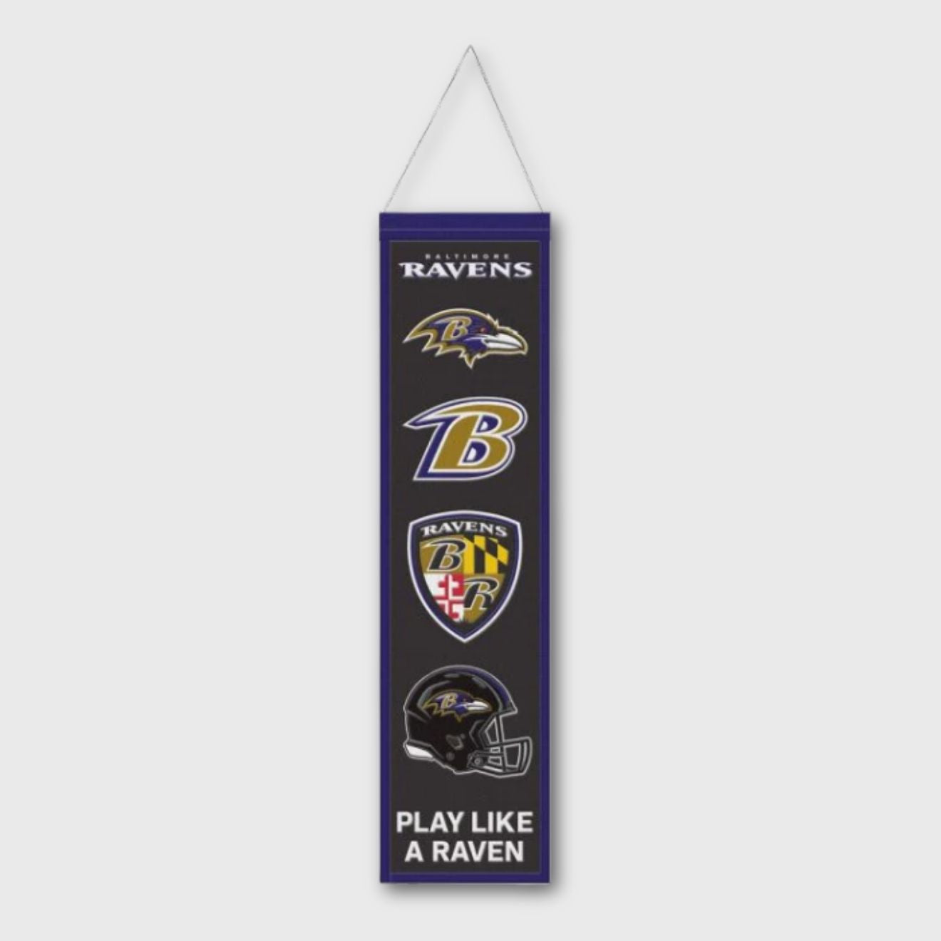 Baltimore Ravens Vintage Wool Banner with Team Logo History