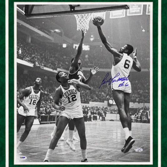 Bill Russell Signed Celtics Framed 16x20 Layup Photo PSA/DNA