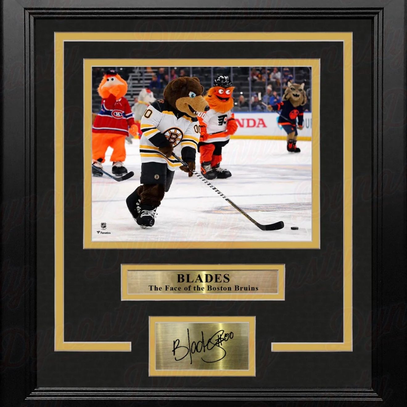 Blades Boston Bruins 8x10 Framed Mascot Photo Autograph