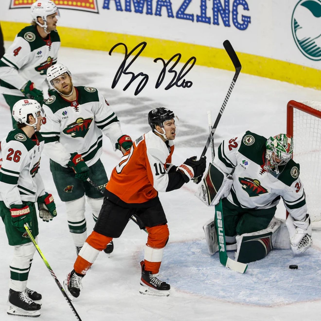 Bobby Brink First Career Goal Autographed Flyers Photo
