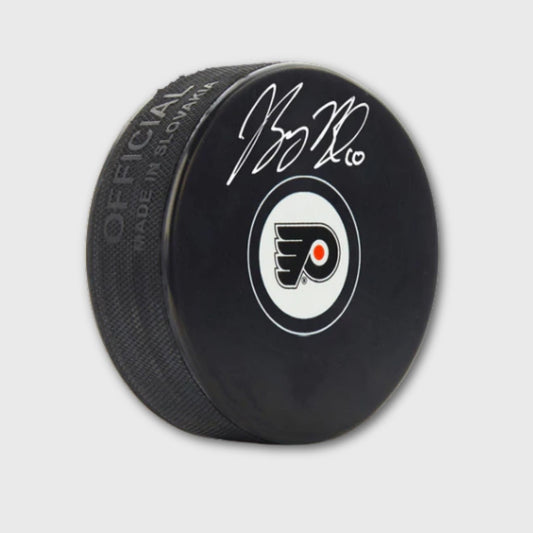 Bobby Brink Signed Philadelphia Flyers NHL Logo Puck Silver