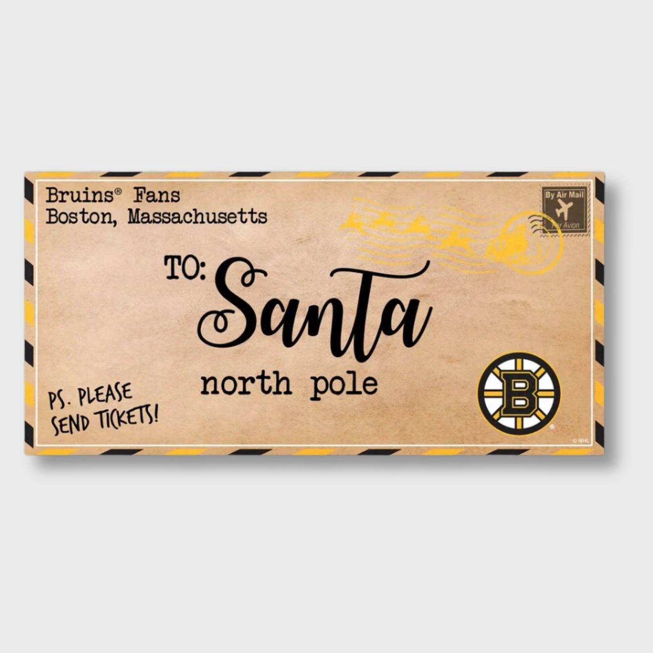 Boston Bruins 6" x 12" Holiday Letter to Santa Sign