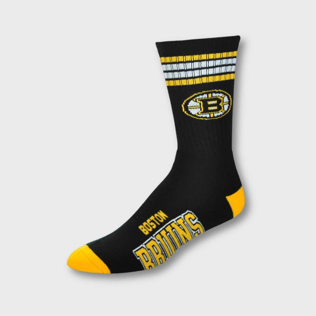 Boston Bruins Adult 4 Stripe Deuce Hockey Fan Socks