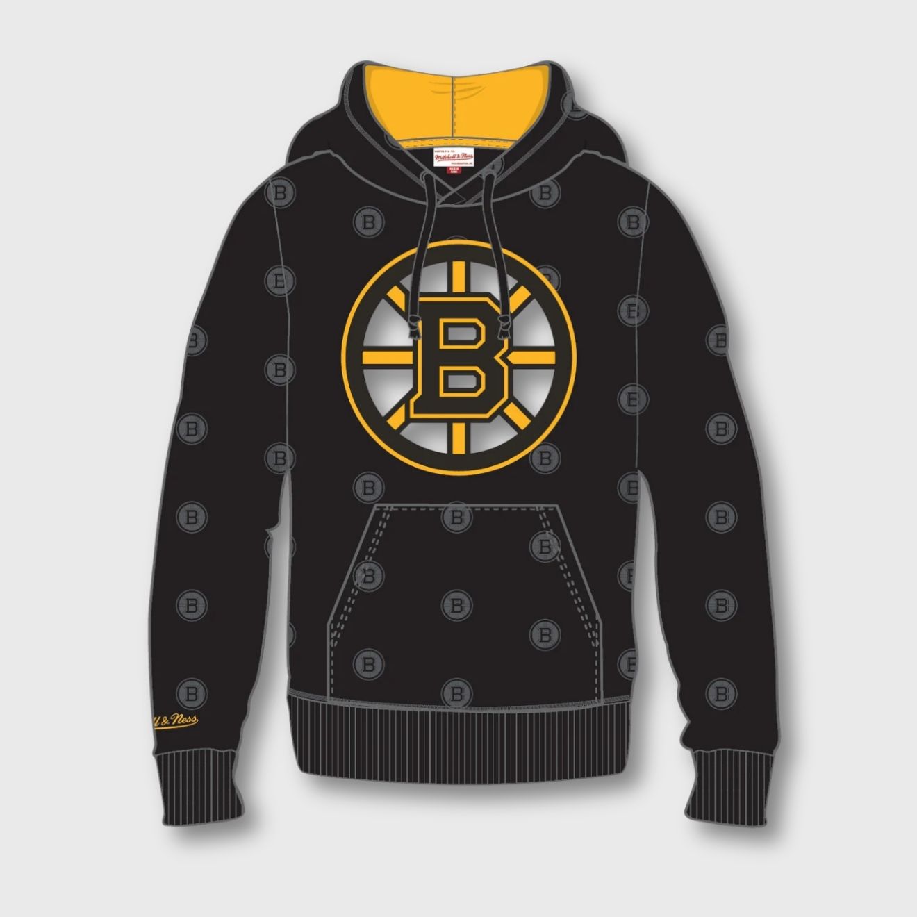 Boston Bruins Mitchell & Ness All Over Print Fleece Hoodie