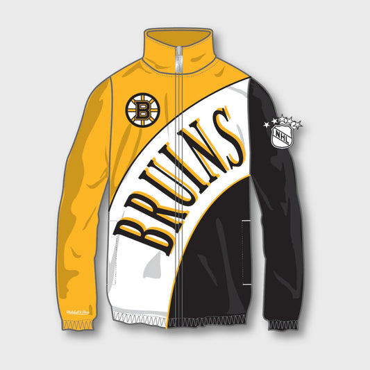 Boston Bruins Mitchell & Ness Retro Arched Windbreaker – Stylish & Functional