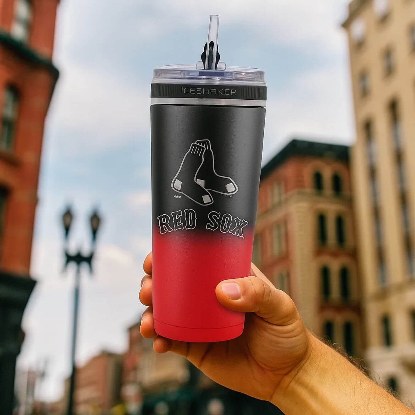 Boston Red Sox 26 oz Stainless Steel Ice Shaker Bottle – Durable & Stylish