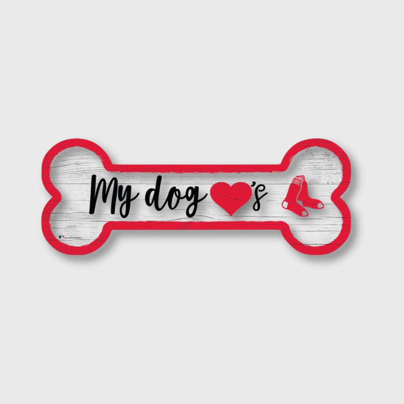 Boston Red Sox Dog Bone Wooden Sign - Perfect for Pet Lovers