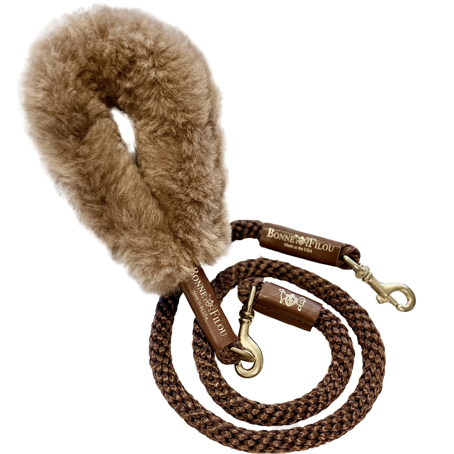 Bundle Shearling Fur Grip + Rope Leash for Dogs