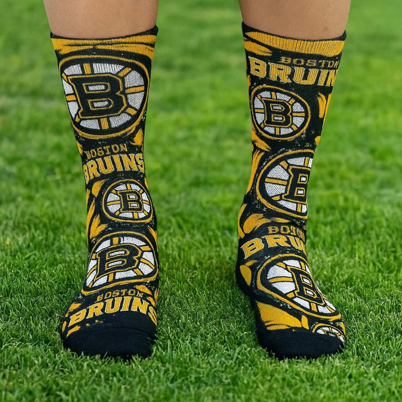 Boston Bruins Youth Sketched Crew Socks by Rock Em