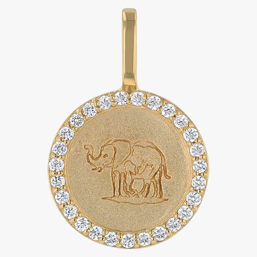 18K Yellow Gold Noémie Elephant Diamond Medallion