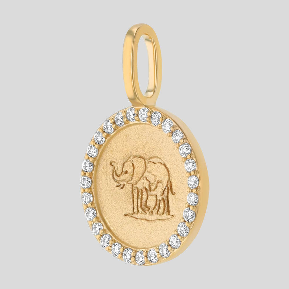 18K Yellow Gold Noémie Elephant Diamond Medallion