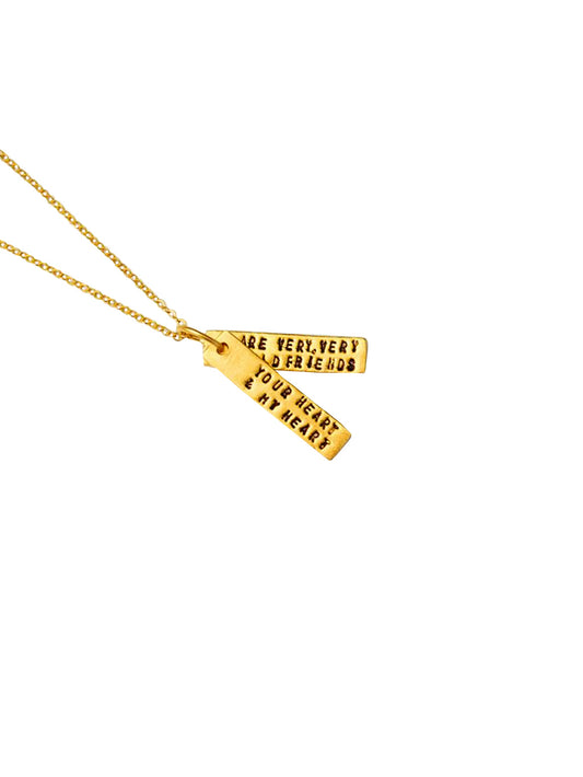 Hafez Quote Gold Vermeil Friendship Long-Bar Necklace for Gifting