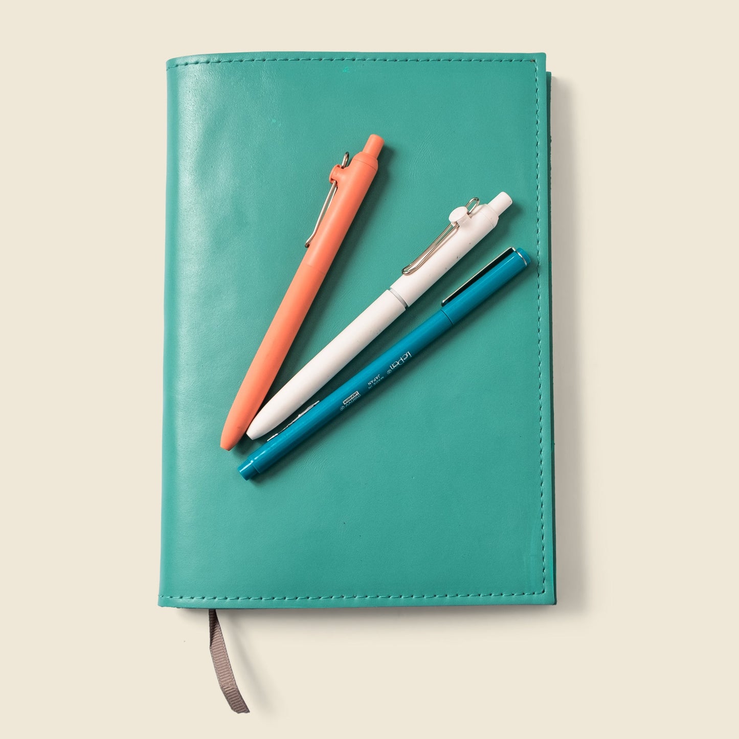 Refillable A5 Leather Notebook Cover — Teal