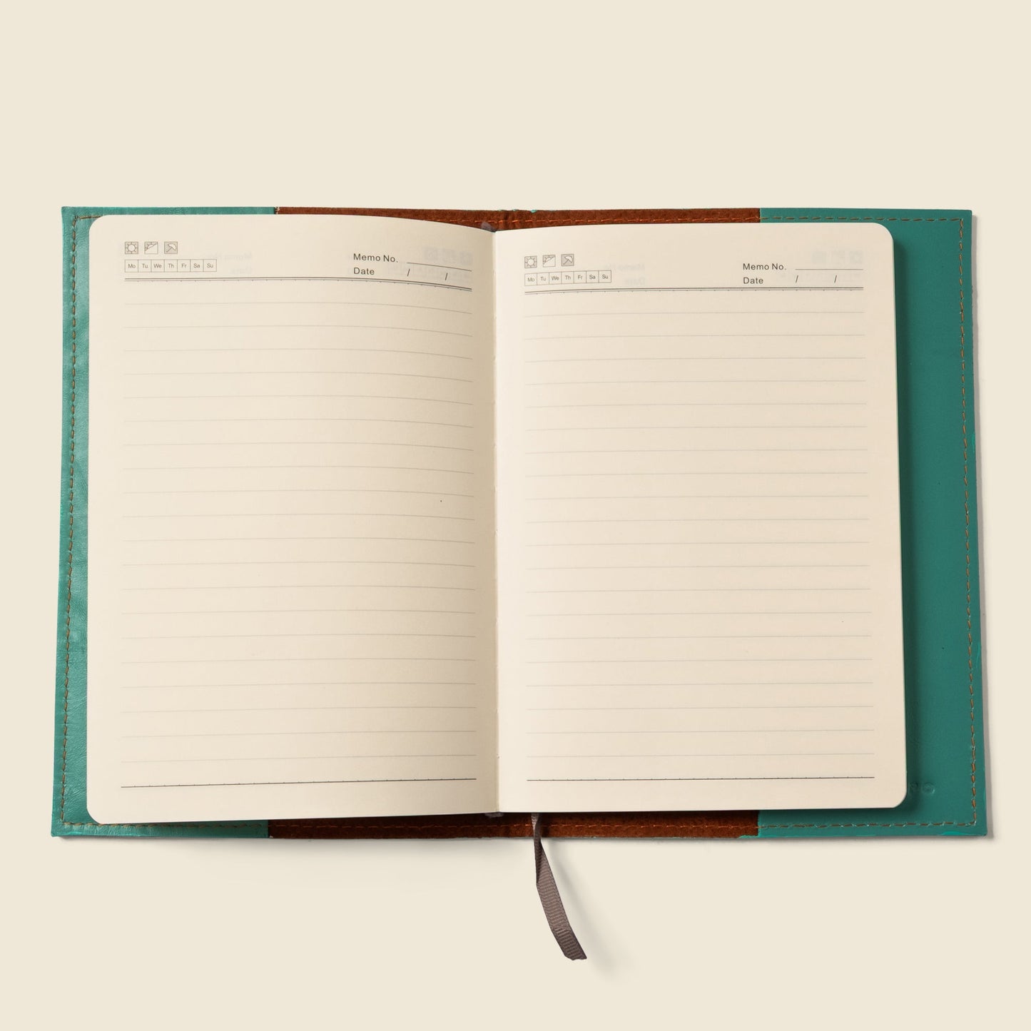 Refillable A5 Leather Notebook Cover — Teal