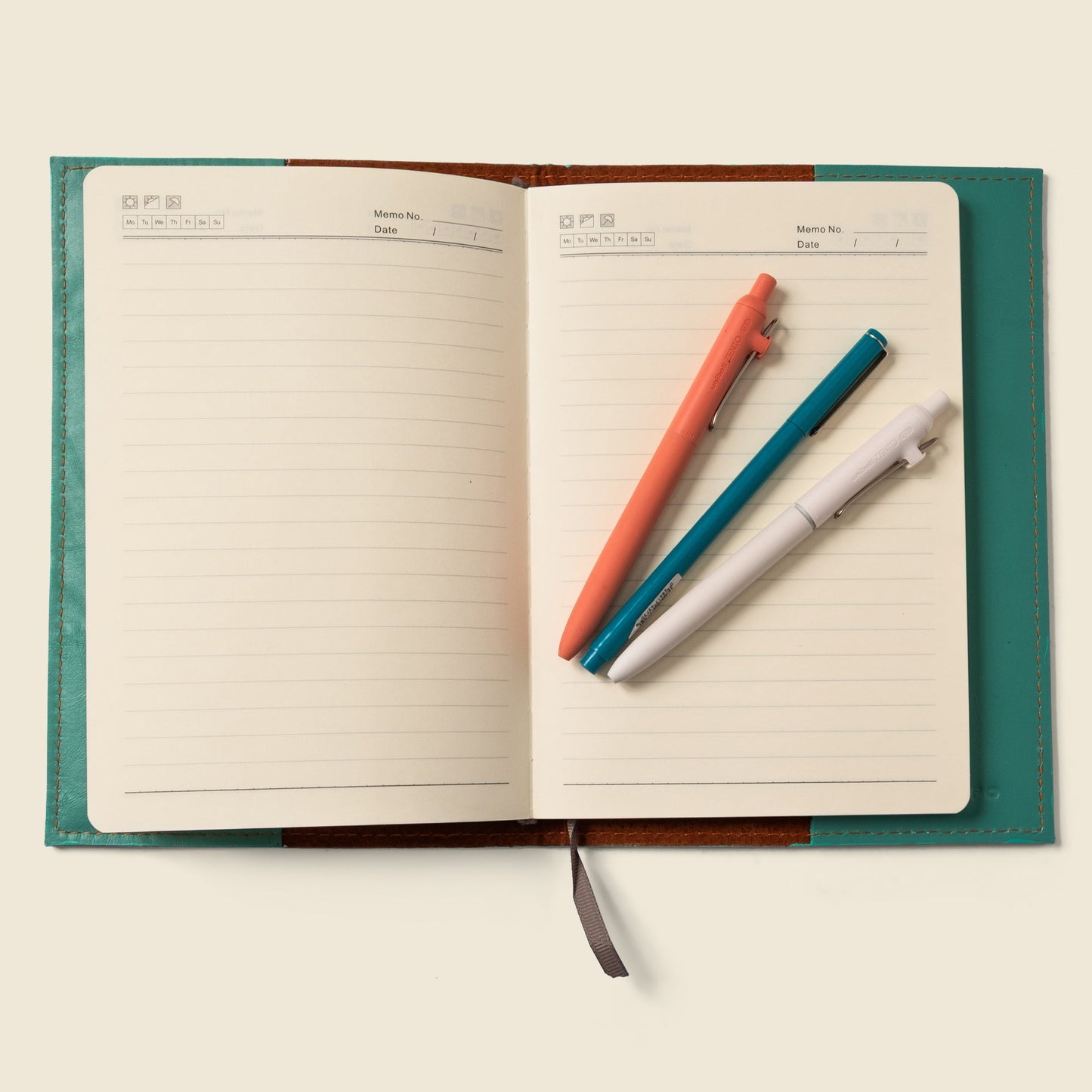 Refillable A5 Leather Notebook Cover — Teal