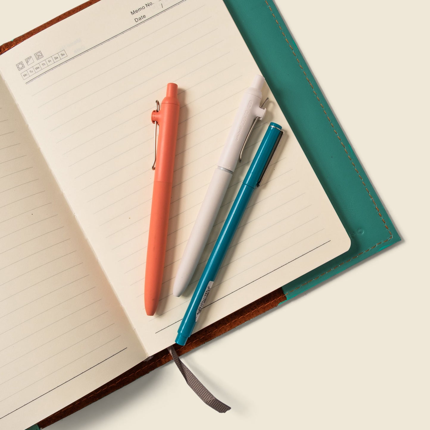 Refillable A5 Leather Notebook Cover — Teal