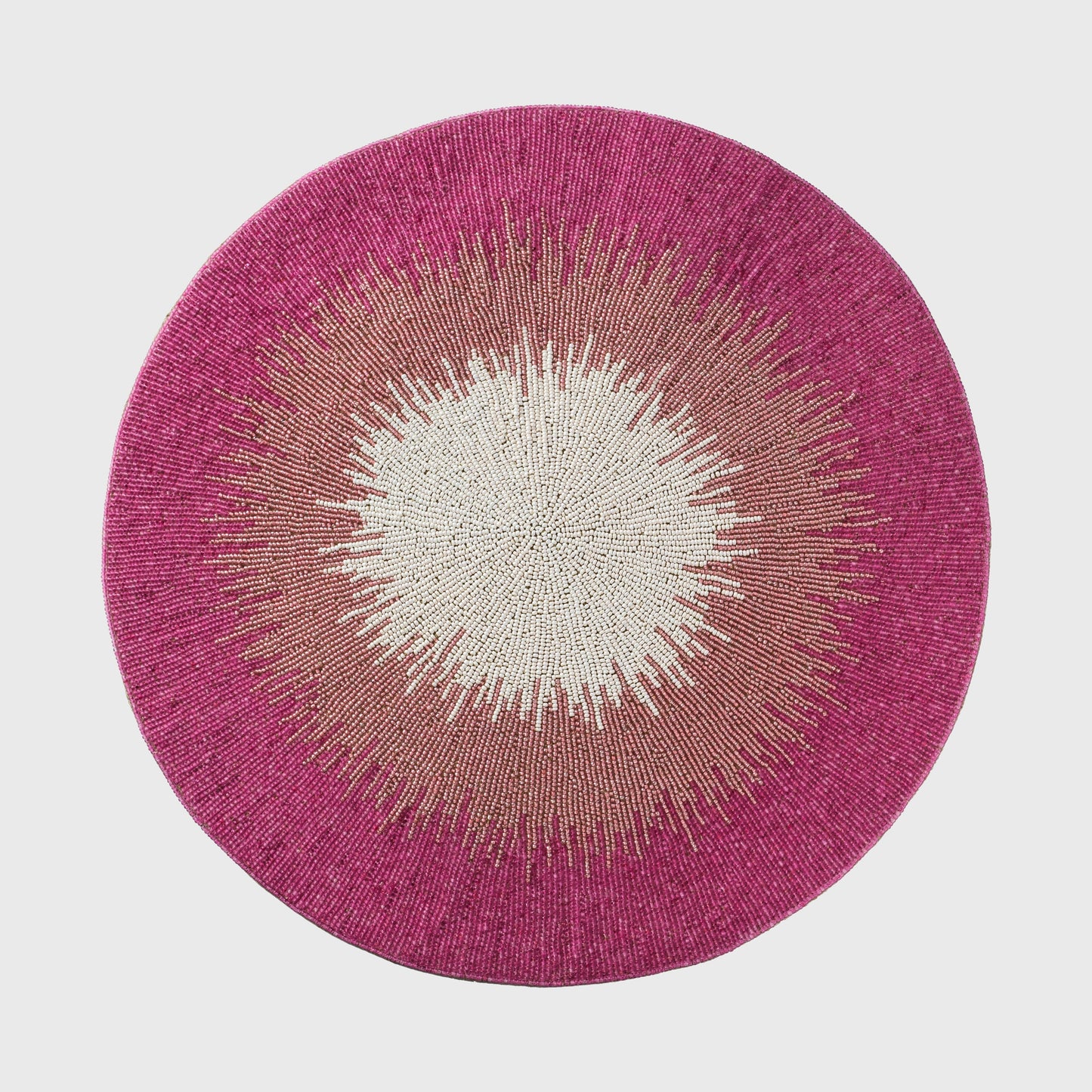 Pink ombre hand-beaded placemat top view