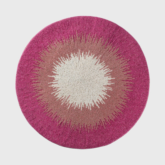 Pink ombre hand-beaded placemat top view