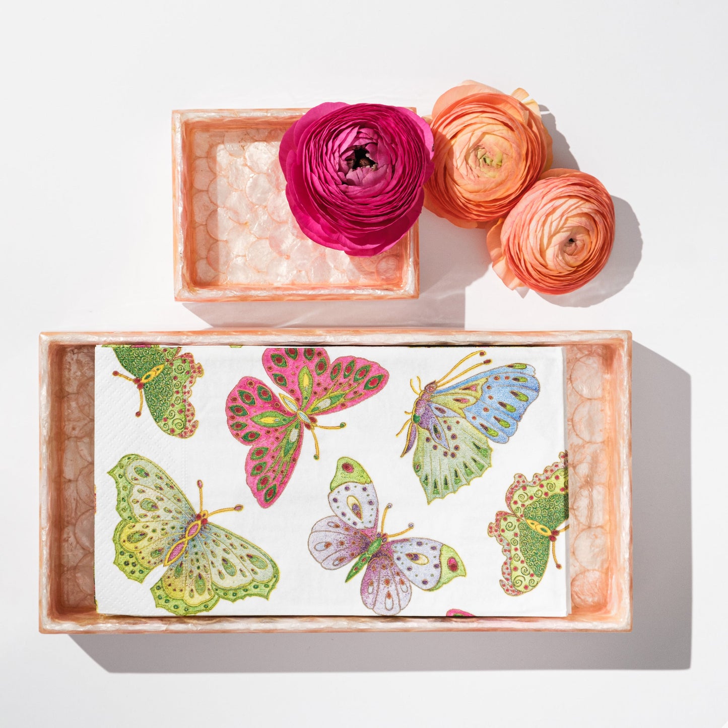 Elegant Pink Capiz Shell Trays – Set of Two Decorative Organizers