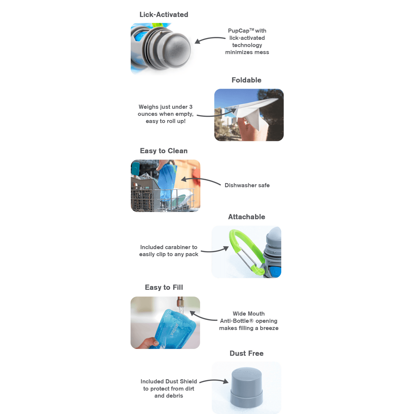 Vapur EZ-Lick Portable Dog Water Bottle — 23oz Foldable Hydrator