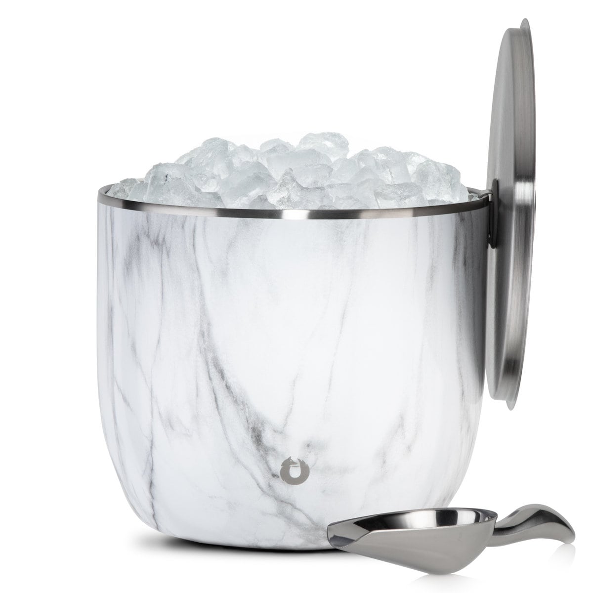 Extra-Large Marble Ice Bucket with Floating Lid and Scoop