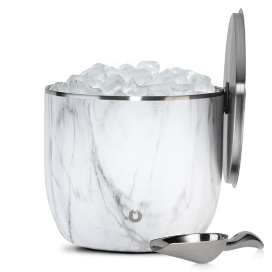 Extra-Large Marble Ice Bucket with Floating Lid and Scoop