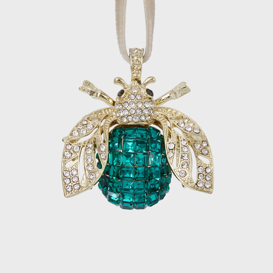 Sparkle bee hanging ornament, emerald